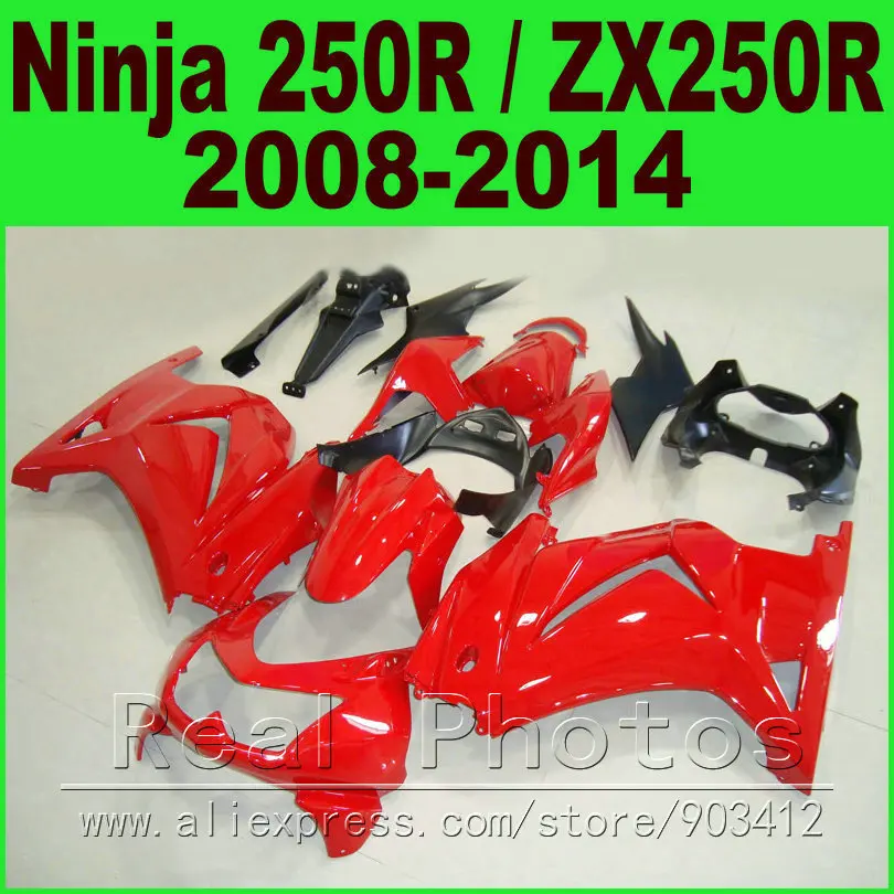 

Fairings for Kawasaki Ninja 250r 2008 - 2014 All red bod kit EX250 2009 2010 2011 2012 ZX250R cheap fairing kits parts R4I8