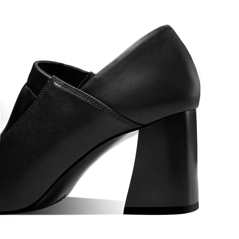 ALLBITEFO/высококачественные вечерние женские туфли из натуральной кожи с квадратным носком на толстом каблуке; брендовая Офисная Женская