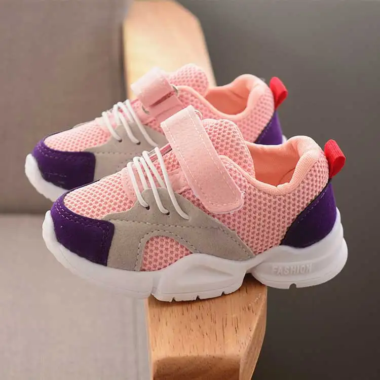 Children shoes 2019 new breathable mesh girls & boys running shoes patchwork PU children tennis sneakers kids athletic shoes (5)