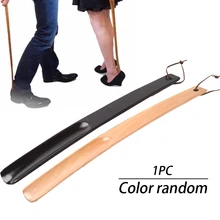 Рожок для обуви, домашняя ложка, устойчивая к запаху, прочная, деревянная, портативная, для отелей, для обуви, висячая петля, длинная ручка, случайный цвет