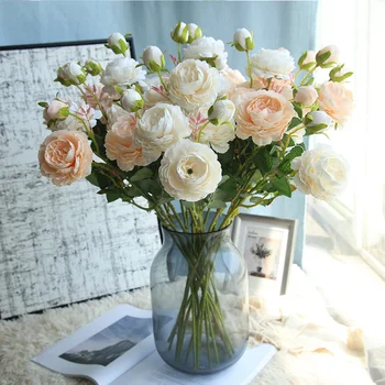 

artificial peonies false flower Artificial Flowers silk rose stem home decor party peony wedding decoration mariage fake Flower