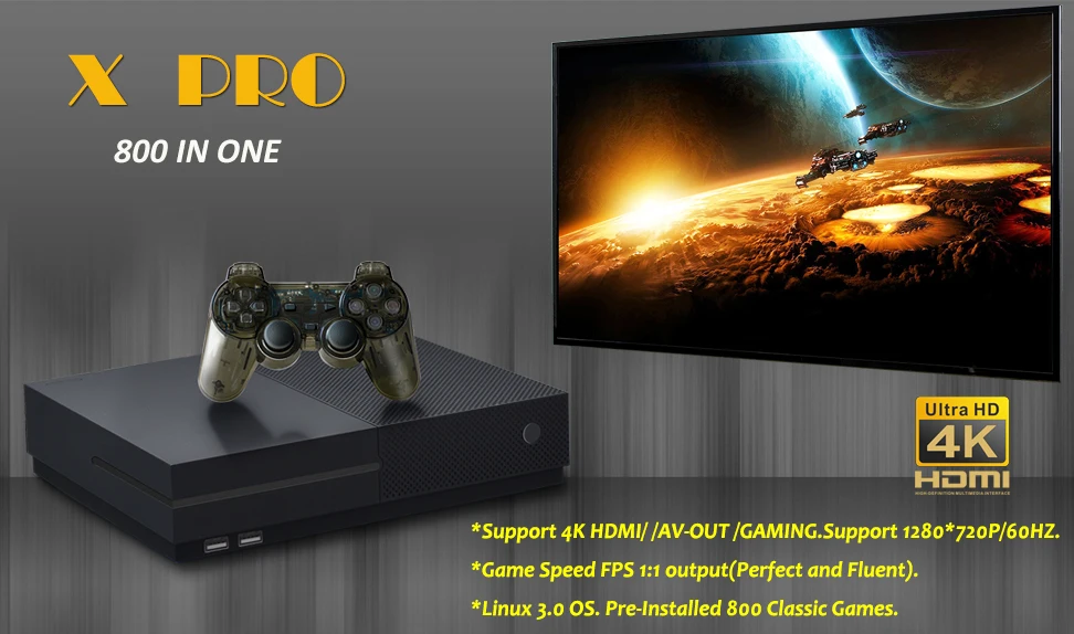 64 битная игровая консоль Ultra HD 4K встроенные 800 классических игр HDMI AV семейный ТВ FPS