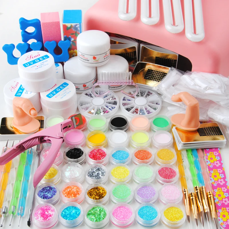 36 w Rose Nail Lampe UV Gel Acrylique Poudre Ensemble UV Amorce Nail Glitter Bande Décoration