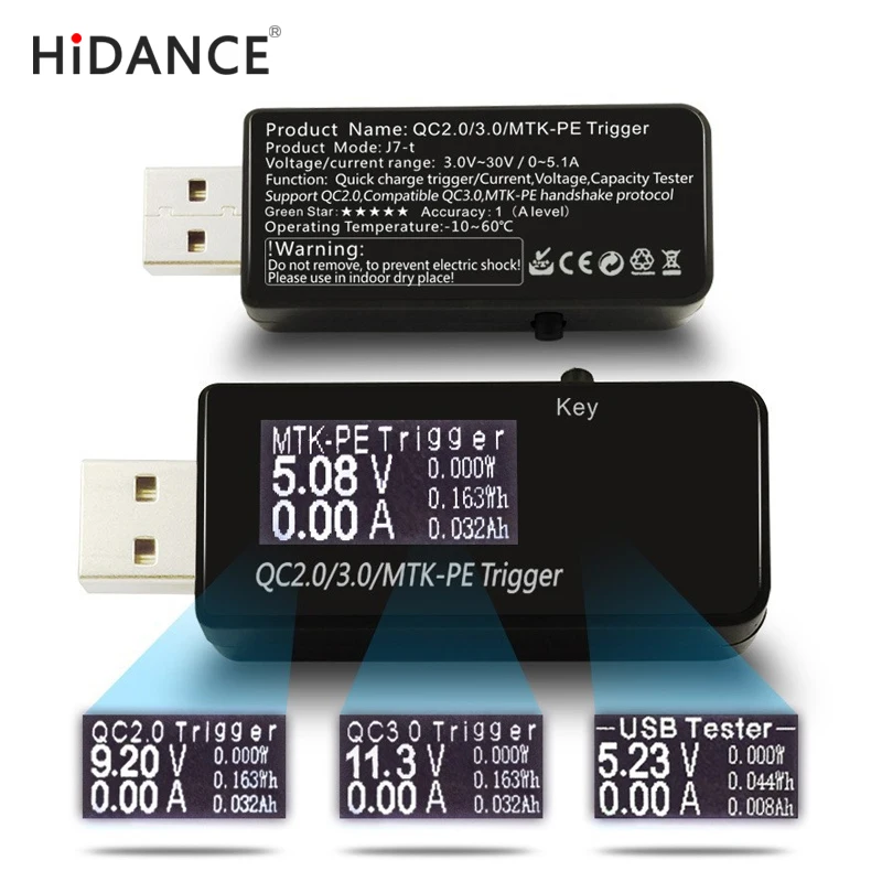 Qualcomm qc2.0/qc3.0/MTK PE USB триггер тестер/индукции quick charge Напряжение детектор ток ёмкость