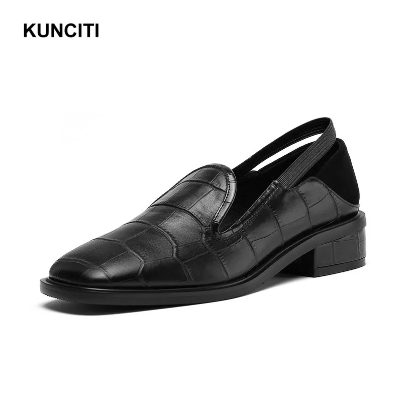 

2019 Crocodile Shoes Women Chic Derby Shoes Genuine Leather Spring Autumn Shoes Spuare Toe Female Flats Fashion Designer F927