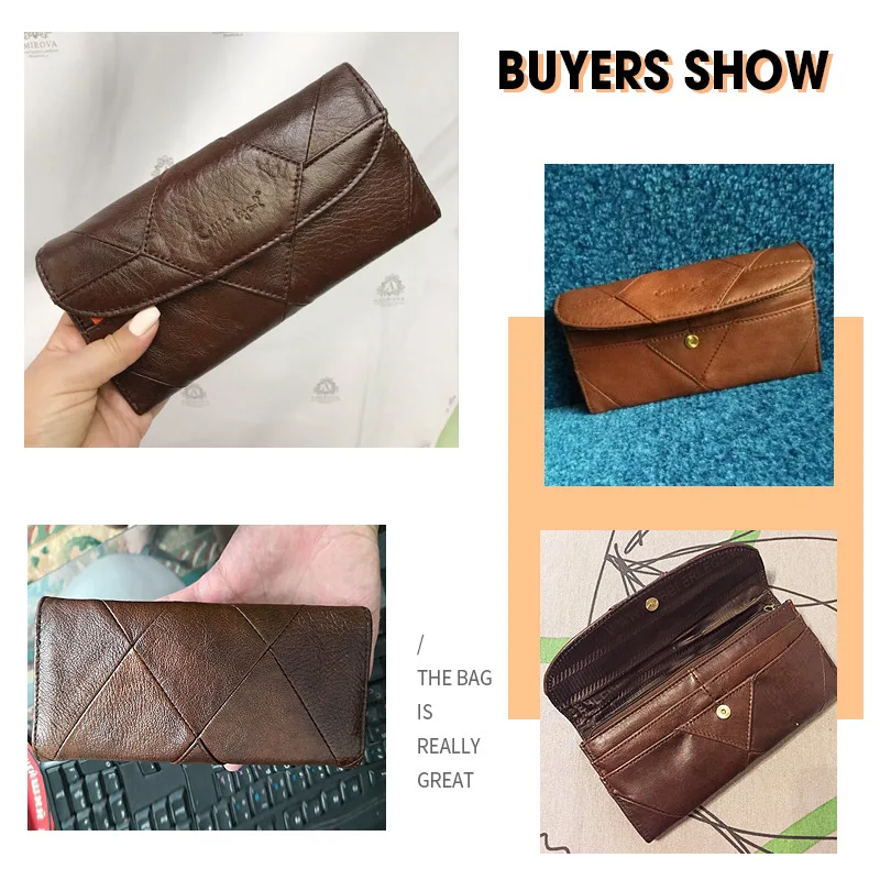  Cobbler Legend Diamonds Patchwork Genuine Leather Wallet Birthday Gift For Women Purse Clutch Bag D