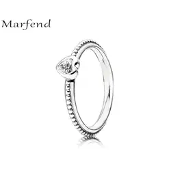 Marfend изысканные детали красный цвета CZ аутентичные 100% Серебро 925 Кольца Сердце Любовь кольцо оригинальные свадебные украшения