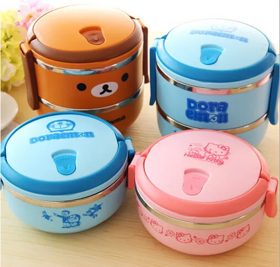 

Lunch Box Rilakkuma one/Two Layers Thermal Bento Thermos For Food Stainless Steel Insulation Storage Container Dinnerware sets