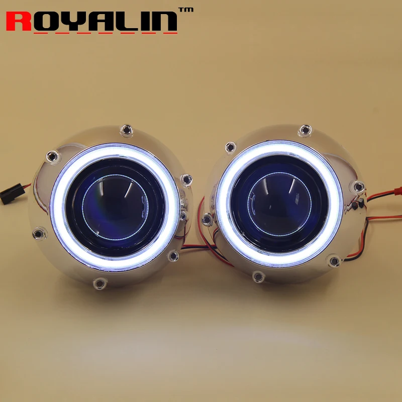  2.5'' Mini Pro Lens Bi-Xenon H1 Projector Headlights Lens with Angel Eyes for V.W GTI Auto Lamp Retrofit for H1 H4 H7 Car DIY  