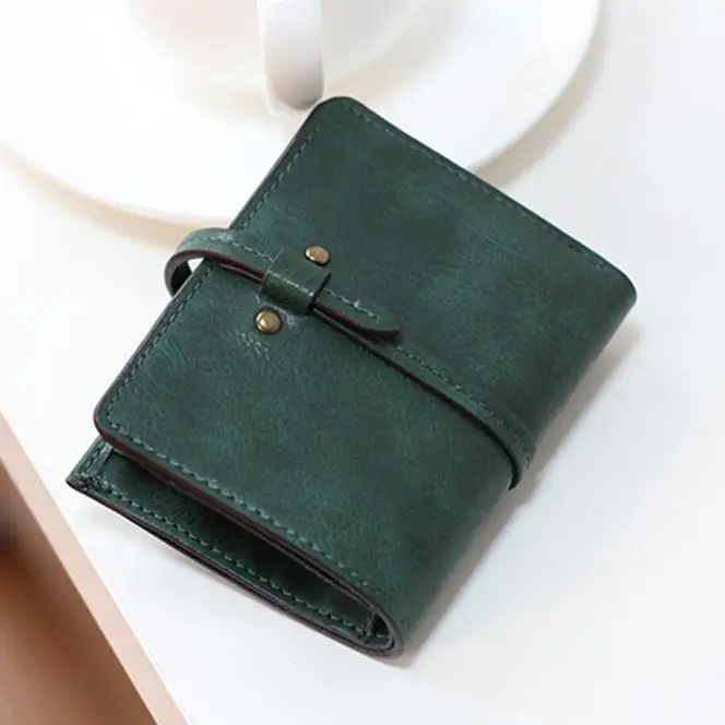 Женские сумки дешевые ультратонкие мини Двойные небольшой кожаный бумажник держатель карты кошелек Carteiras Mulher - Цвет: Green
