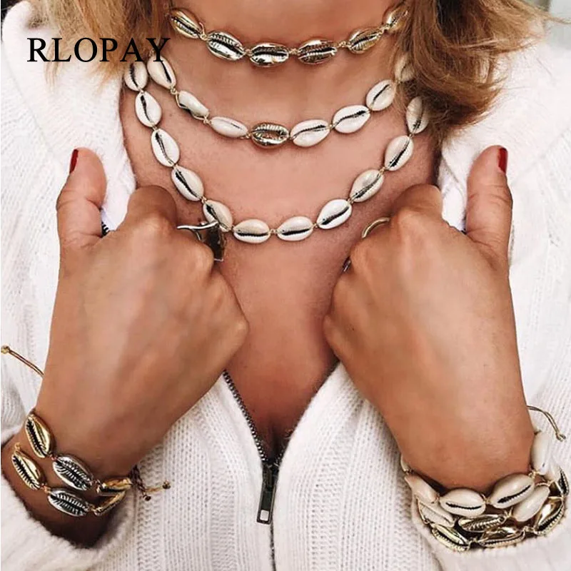 Stylish Beach Bohemian Sea Shell Pendant Chain Choker Necklace Fashion Jewelry