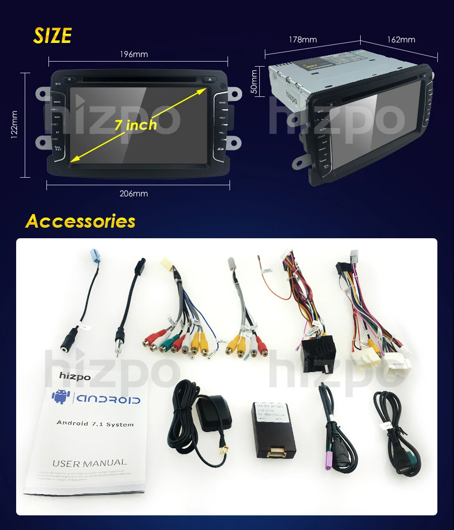 Android 7.1.1 автомобильный dvd плеер для Dacia/Sandero/Duster/Renault/Captur/Lada/Xray 2 Logan 7 дюймов ram 2G wifi gps