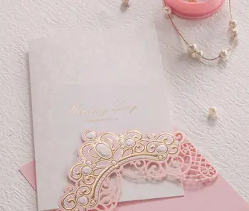

30pcs laser cut wedding / event invitation card exquisite hollow embossed tri fold elegant party invitation greeting postcard