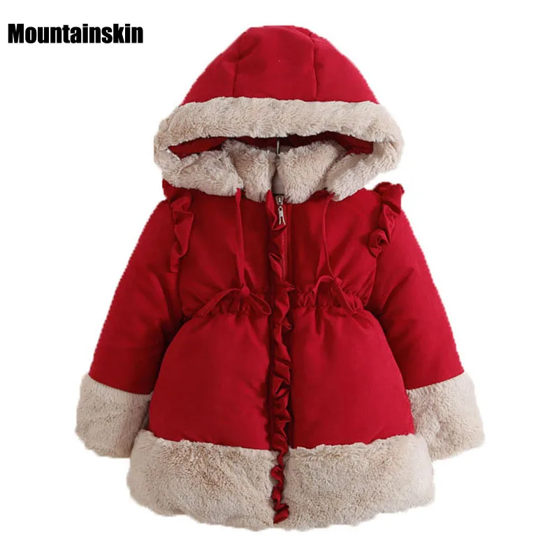 

New Coats Girls Winter Jackets Kids Cotton-Padded Parkas 1-7Y Children's Hooded Outerwear Baby Girls Brand Fashion Clothes SC724