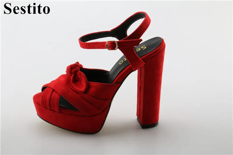 Sestito Woman Sexy Thick Platform Square High Heels Dress Shoes Lady Sweet Bowtie Ankle Strap Sandals Female Slingback Shoes Sestito Woman Sexy Thick Platform Square High Heels Dress Shoes Lady Sweet Bowtie Ankle Strap Sandals Female Slingback Shoes