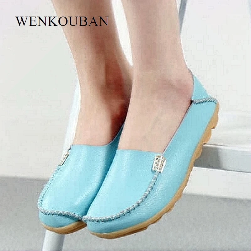 

Summer Women Ballet Flats Shoes Genuine Leather Loafers Slip on Moccasins Casual Shoes ballerine femme chaussure Plus Size