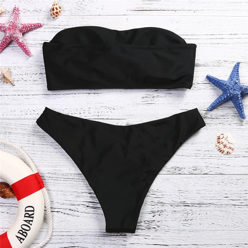 2018 Sexy Bikini Women Swimsuit Push Up Swimwear Cross Bandage Halter Bikini Set Beach Bathing Suit Swim Wear #FS#4JN15 (2)