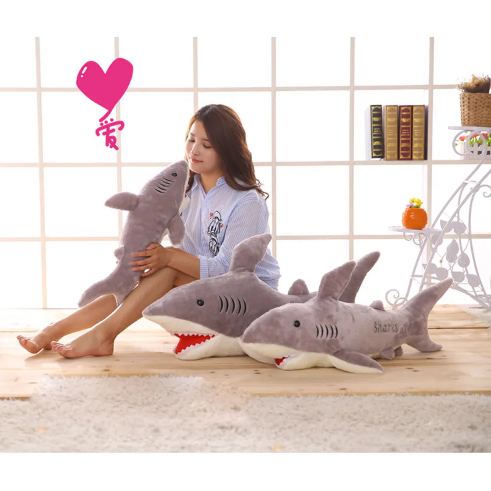 

70cm/80cm/100cm Height Large Plush Sharks Doll Toy Kids Sleeping Back Cushion Cute Stuffed Sharks Baby Accompany Doll Gift 5.17