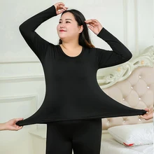 Осенне-зимний теплый комплект термобелья для женщин, плюс размер 5XL 6XL, бархатная многослойная одежда, пижама, термос, комплект кальсонов