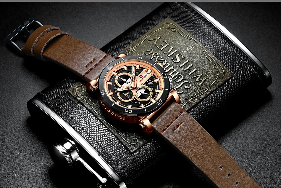 NAVIFORCE Топ люксовый бренд мужские спортивные часы мужские кожаные кварцевые автоматические часы с датой армейские военные водонепроницаемые наручные часы