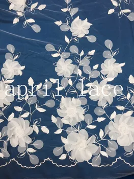 

MXX007 white applique 3d romantic lovely embroidery tulle mesh french lace for evening dress/sawing/wedding,send by dhl or fedex