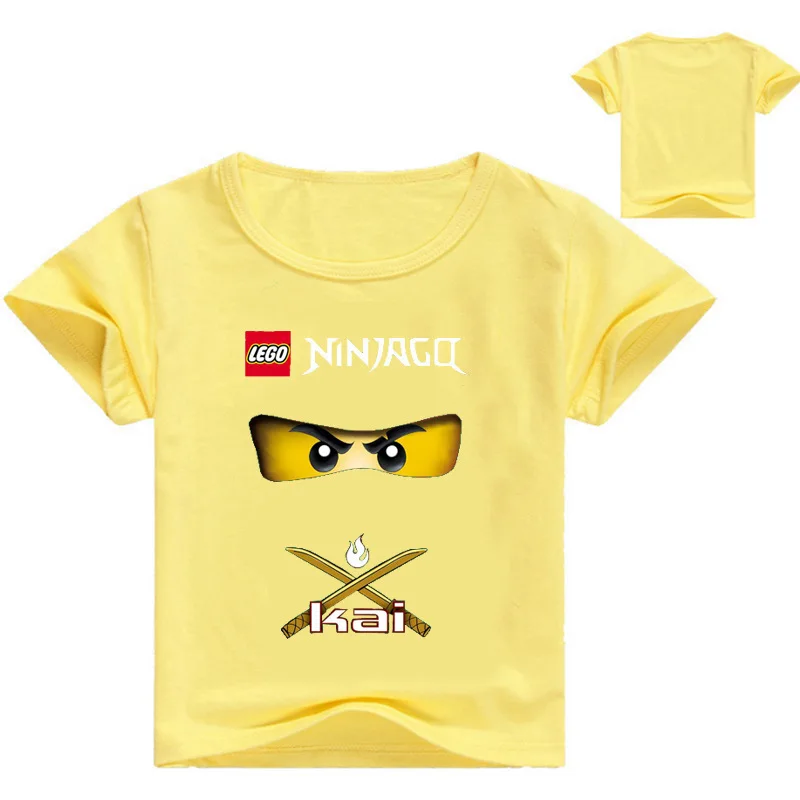 Летние футболки для мальчиков детская одежда Ниндзя Одежда Ninjago с мультяшным принтом для девочек короткий рукав Футболка для детей ясельного возраста детская одежда топ, футболка - Цвет: Yellow TNO7197