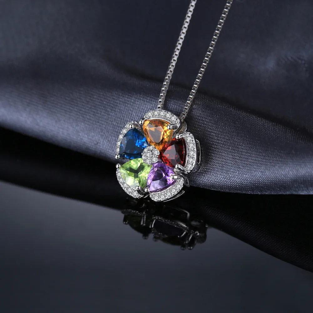 Аметист цитрин гранат Хризолит топаз кулон ожерелье 925 драгоценные камни из стерлингового серебра заявление ожерелье женщины бе