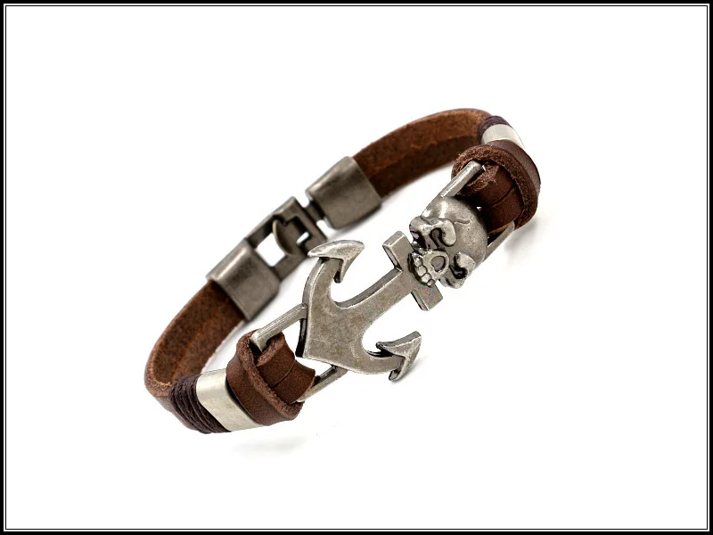 Абсолютно Очаровательный Модный кожаный браслет в европейском стиле кожаный браслет с якорем мужской браслет винтажный браслет с шармом Дружба