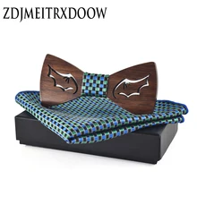 Мужской галстук устанавливает Мода классический плед дерево галстук платок Набор платок галстук Сувениры Галстуки костюмы крылья демона галстуки