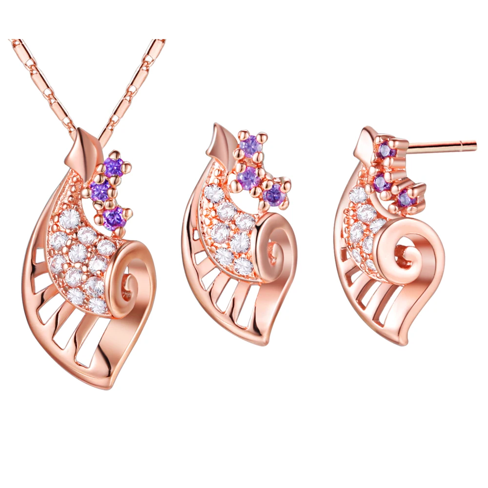 Cute Jewelry Set 925 Silver Geometric Earrings/Necklace Jewelry Set For