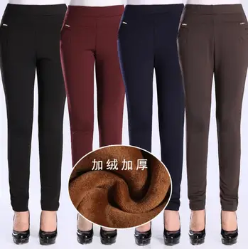 

Women 2018 Winter Pencil Pants Warm Thick Plus Velvet Pants Slim High Waist Stretchy Female Trousers plus Size 4XL a950