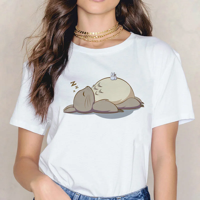 Футболка Totoro Spirit Out Хаяо Миядзаки из мультфильма Studio Ghibli femme женская футболка с японским аниме, женская одежда с аниме - Цвет: 3912