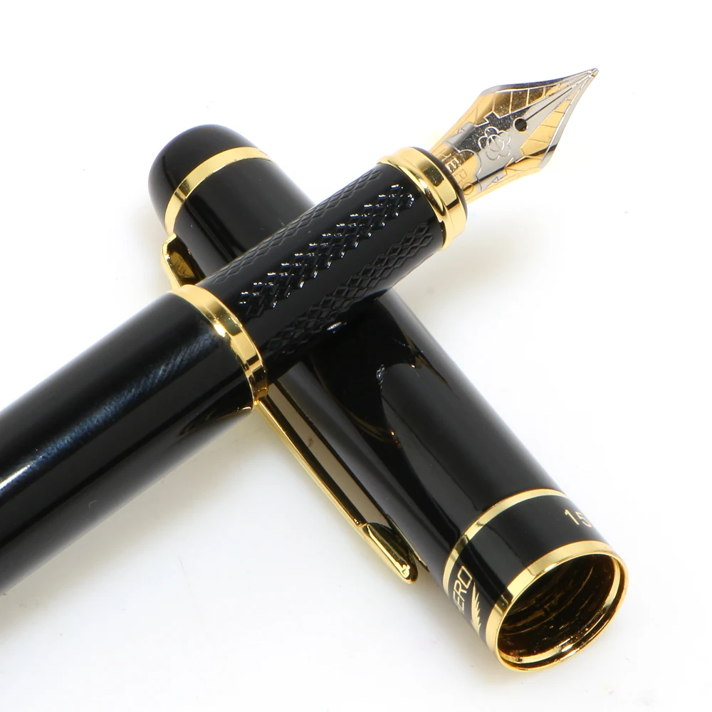 Новинка 1501, авторучка Canetas Boligrafos, шариковая ручка 0,5 мм Meduim, перьевые металлические ручки золотистого цвета, офисные ручки
