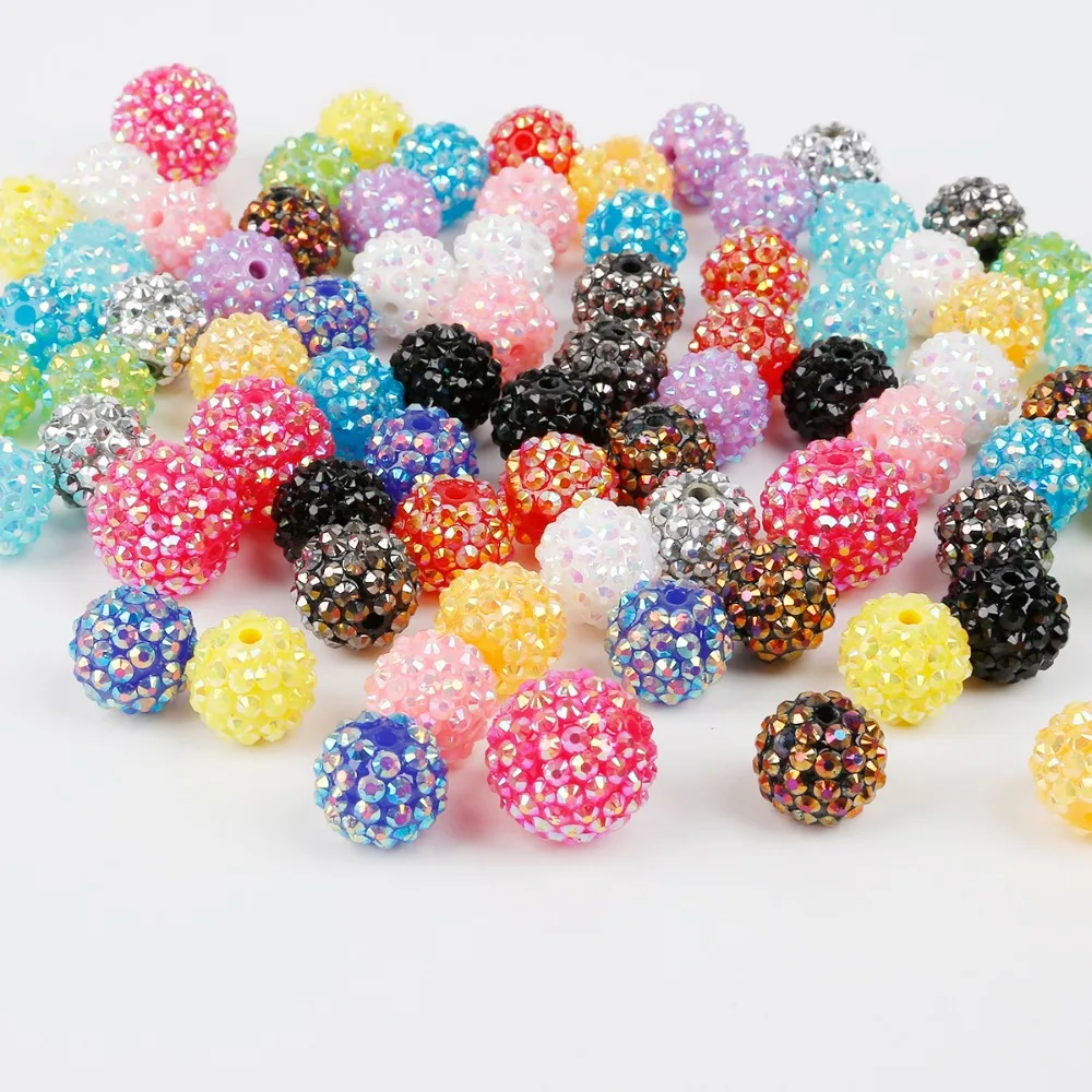 

DIY Beads 12/14/16/18/20mm Chunky Resin Rhinestone Beads Round Ball for Craft Scrapbook Decoration DIY Sewing Craft Supplies