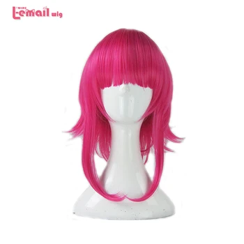 

L-email wig Game LOL Annie Cosplay Wigs 45cm Rose Red Short Cosplay Wig Heat Resistant Synthetic Hair Perucas