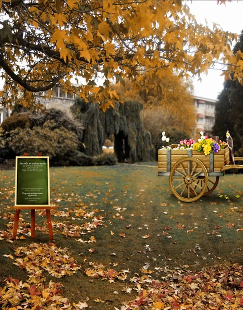 

5x7ft Yellow Leaves Tree Fall Autumn Photography Backdrops Photo Props Studio Background