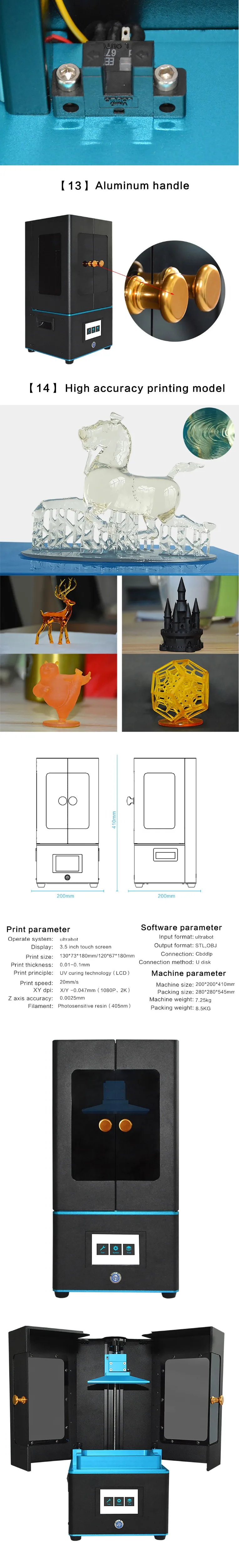 Tronxy ЖК 3d принтер УФ смоляный светильник-лечение DLP/lcd с 3,5 дюймовым сенсорным экраном и фоточувствительной смолы(405 нм) Фотон