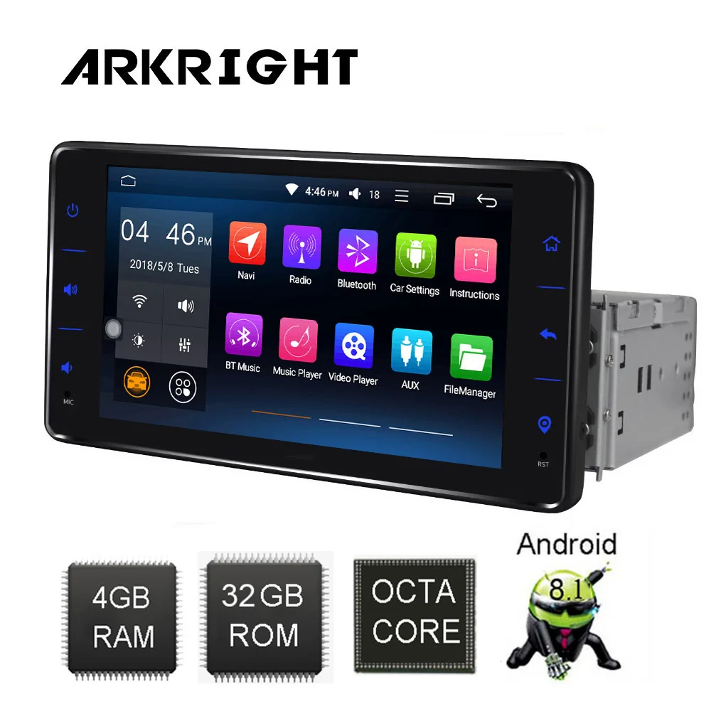 Top ARKRIGTH 6.2" 1Din 4+32GB Octa Core Universal Car Radio Audio Stereo GPS Android 8.1 Multimedia music Player/autoradio/with DSP 1