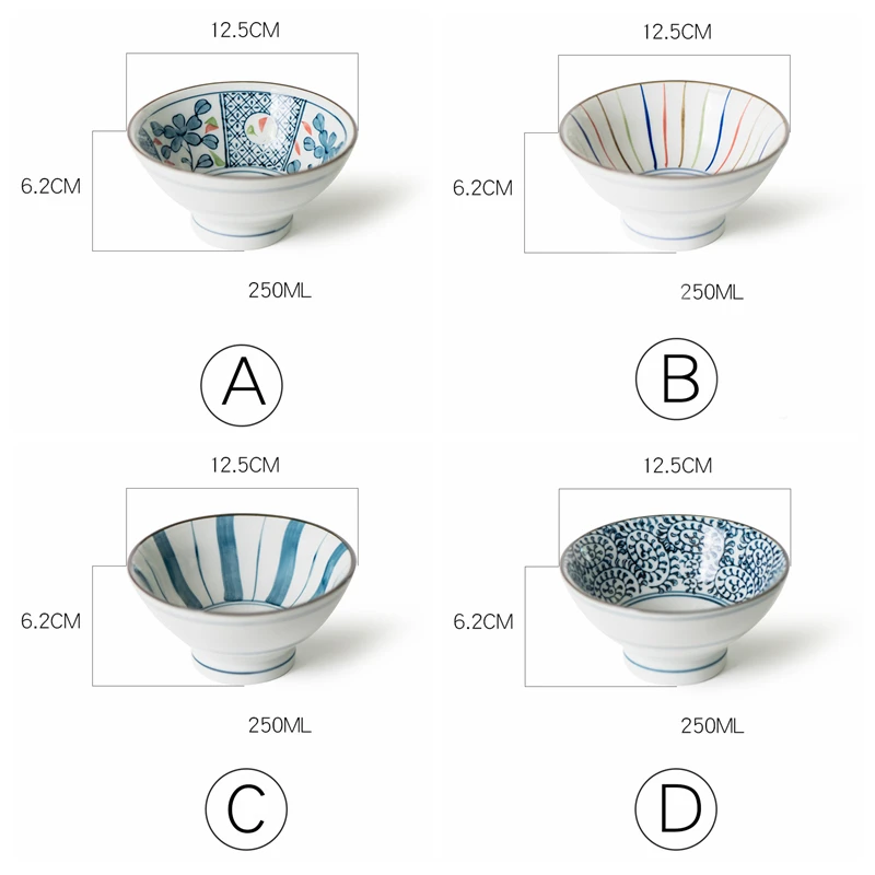 1 шт. в японском стиле керамическая обеденная чаша цветная роспись фарфоровая чашка для риса десертная чаша посуда 5 дюймов