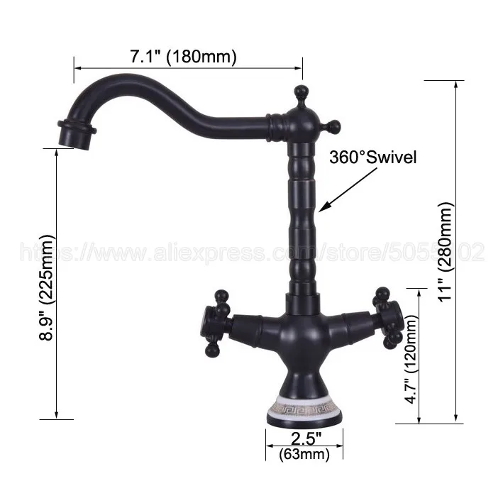 Oil Rubbed Bronze Kitchen Faucet 360 Degree Sink Faucet Swivel Spout Double Cross Handle Deck Mounted Mixer Taps znf648