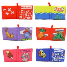 NASHAN 6 Pages Educational Baby Toys Soft Cloth Book Animal Pattern Early Development Sounds Crinkle Books
