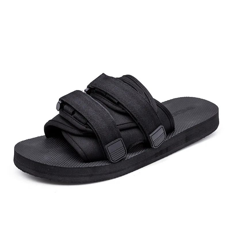 

Summer Mens Flats One-Word Drag Beach Shoes Non-Slip Breathable Slippers Men Sandals