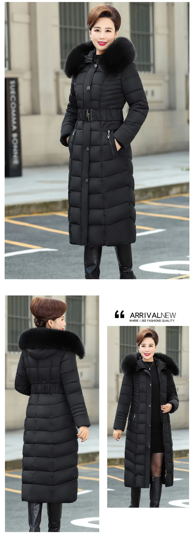 X-Длинная зимняя женская куртка с капюшоном размера плюс 5XL, зимнее пальто с меховым воротником, плотный теплый пуховик, женская верхняя одежда, длинная парка