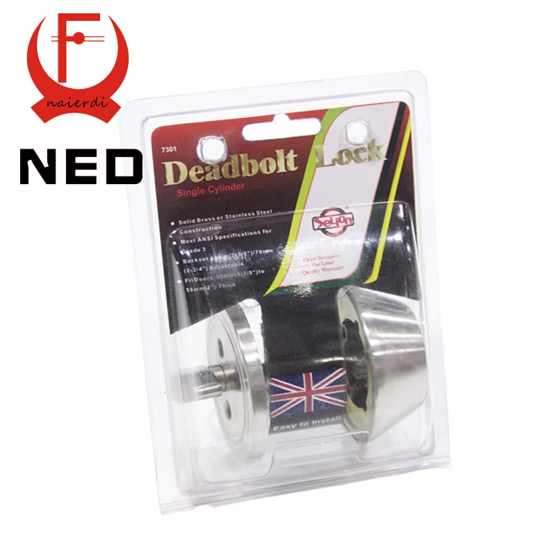 

NED Single Cylinder Deadbolt Lock Solid Brass SS Handle Lock Grade3 Highest Security For Home Door Suitable For 35mm to 50mm
