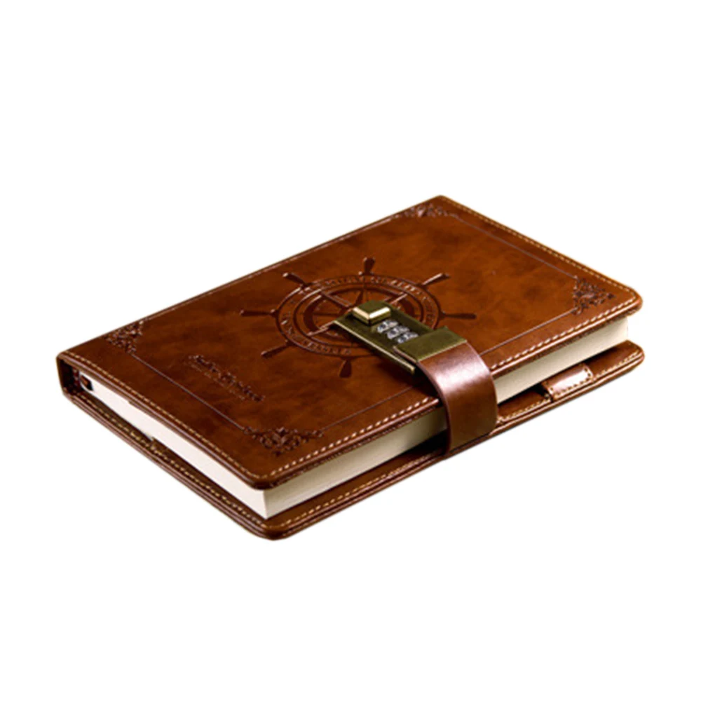 

Cobee 2018 Hot Sale Portable Blank Diaries Brown Rudder Portable Vintage Retro Leather Combination Lock Diary Notebook Journals