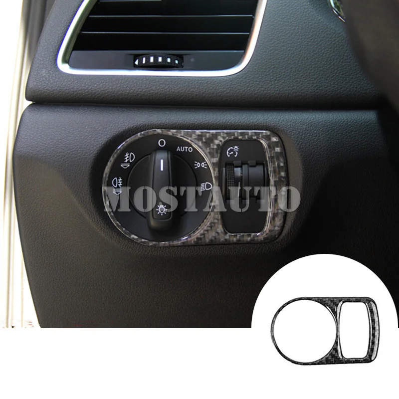 

For Audi Q3 8U Carbon Fiber Headlight Switch Button Trim Cover 2012-2017 1pcs