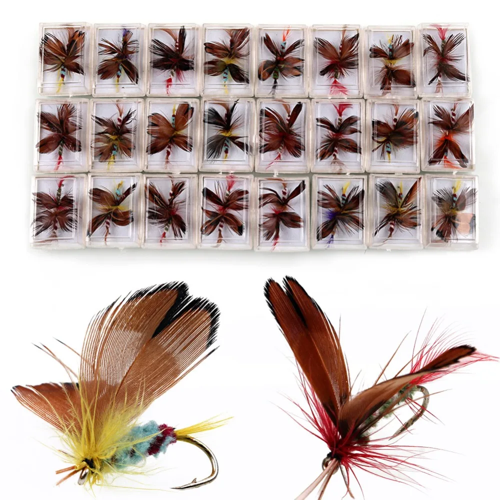 

Sougayilang 48pcs Fly Fishing Hook butterfly Style Fishing Hooks Lures Feather Bait Fly Fishing Lure Fishing Tackle