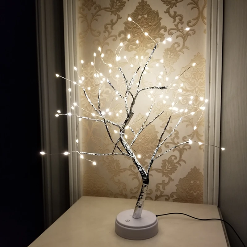 

USB Touch switch control Bright LED Lamp 108 LEDS Greeting Tree Lights LED Fire Tree Lamp For Home Holiday Lighting Christmas