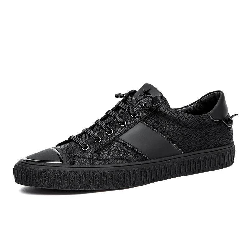 

Men's Skateboarding Shoes Leather Shoes Sneakers Youth Outdoor Sport Athletic Breathable Walking Motorsports Boots Cool Black