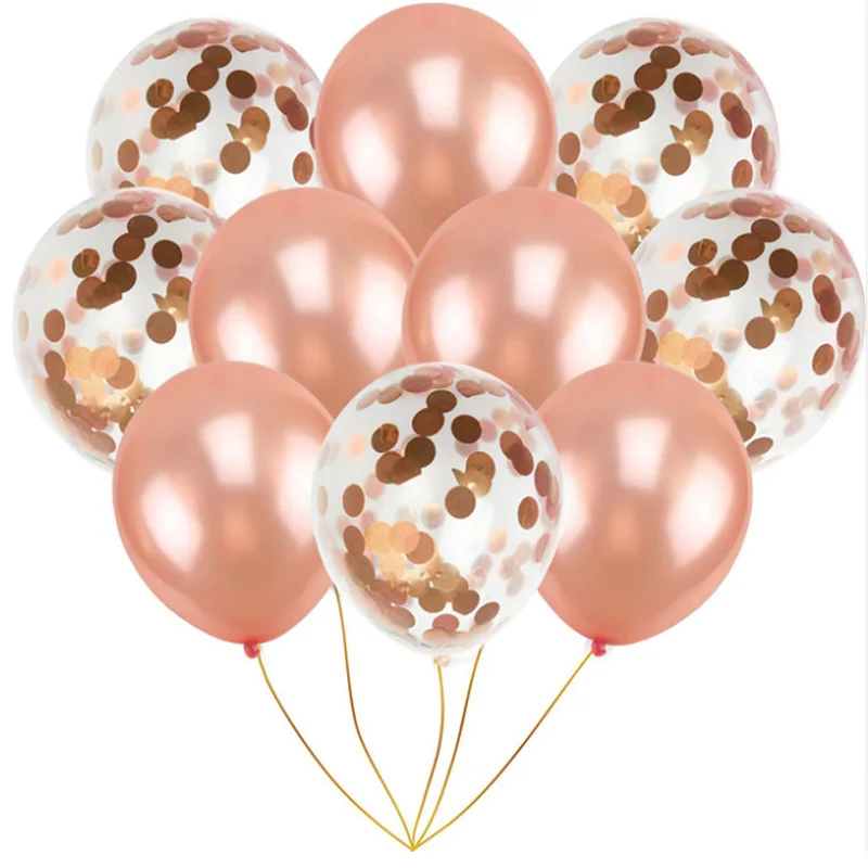 12 дюймов розовое золото латекс свадебные конфетти для воздушного шара воздушный шар День Рождения украшения взрослых товары для детской вечеринки 10 шт - Цвет: set